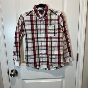 Tommy Hilfiger Boys Plaid Button Down Shirt Long Sleeve Size M 10 12